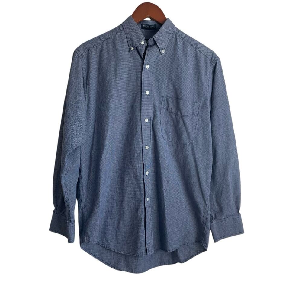 Britches Mens Shirt S Blue Check Cotton Button Up Work Office Travel Preppy‎